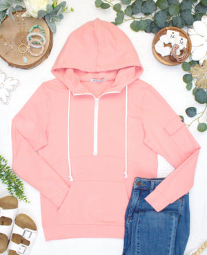 PREBOOK Pixie Pocket Halfzip Hoodie - Peachy Pink