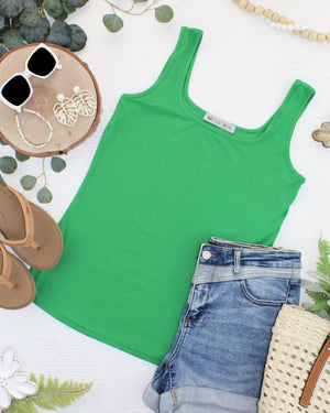 Rachel Ribbed Tank - Kelly Green by Michelle Mae