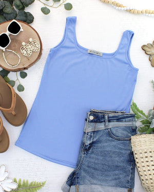 Rachel Ribbed Tank -  Sky Blue by Michelle Mae