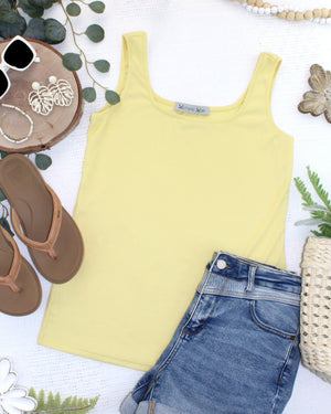 Rachel Ribbed Tank - Yellow by Michelle Mae