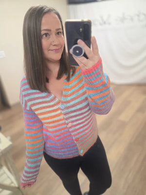 PREBOOK Rainbow Stripe Sweater Cardigan
