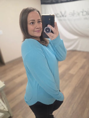 PREBOOK Robyn Ribbed Pullover - Ocean Blue