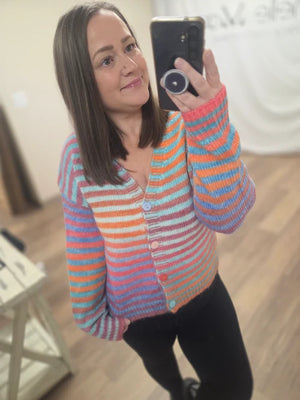 PREBOOK Rainbow Stripe Sweater Cardigan