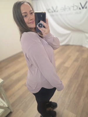 PREBOOK Robyn Ribbed Pullover - Dusty Lavender