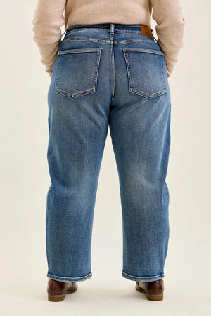 Judy Blue High Waist PETITE Rigid Magic Marlow Arc in Dark Time Weathered Indigo Jeans