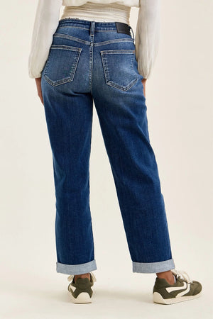 Judy Blue Mid Rise Billie Dark Wash Boyfriend Jeans
