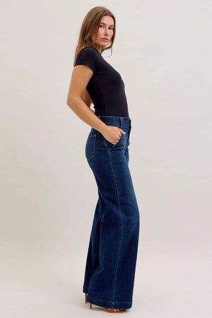 Judy Blue High Waist Trouser Wide Leg Jeans - Reg inseam 33"