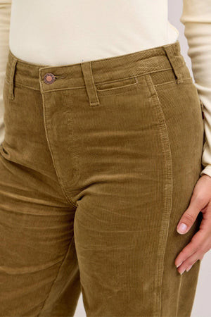 Judy Blue High Waist Olive Corduroy Retro Wide Leg Bottoms