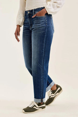 Judy Blue Mid Rise Billie Dark Wash Boyfriend Jeans