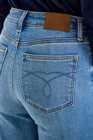 Claudia Mid Rise Wide Leg Ankle Jean