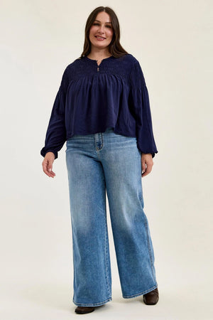 Judy Blue High Waist Angelina Column Straight Leg Classic Soft Indigo Jeans