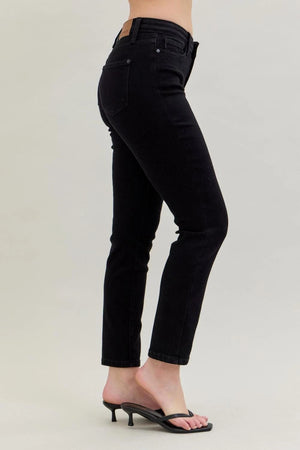 Judy Blue Mid Rise Slim Fit Jeans In Deep Black