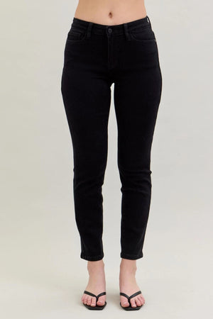 Judy Blue Mid Rise Slim Fit Jeans In Deep Black