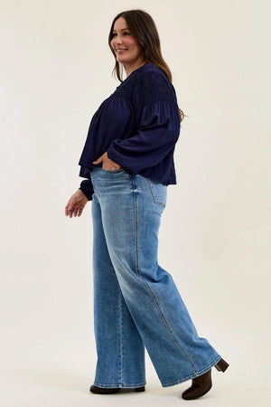 Judy Blue High Waist Angelina Column Straight Leg Classic Soft Indigo Jeans