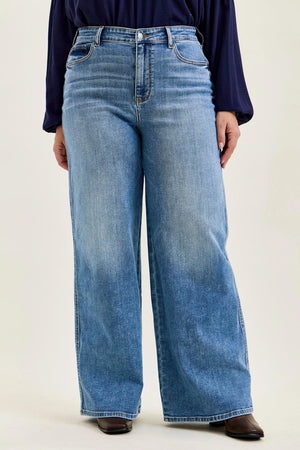 Judy Blue High Waist Angelina Column Straight Leg Classic Soft Indigo Jeans