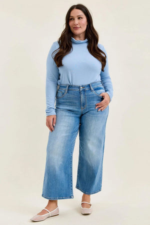 Claudia Mid Rise Wide Leg Ankle Jean