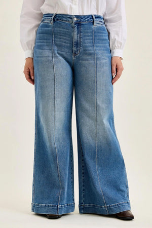Judy Blue High Waist Liza Palazzo Shield Pocket Jeans – Regular & Short Inseam Options