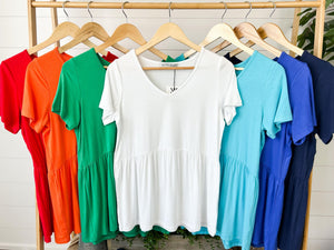 Sarah Babydoll V Neck Ruffle Short Sleeve - Turquoise by Michelle Mae