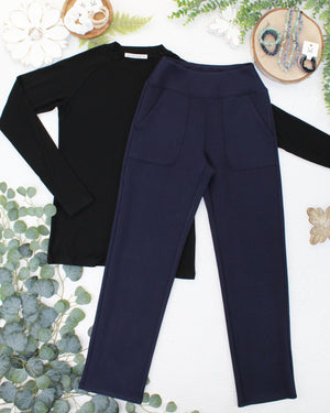 Luxe Ankle Bottoms- Navy by Michelle Mae