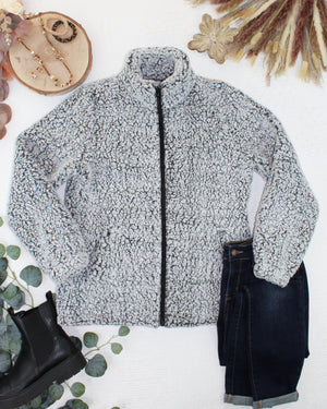 Two Tone Fullzip Sherpa - Charcoal and White by Michelle Mae