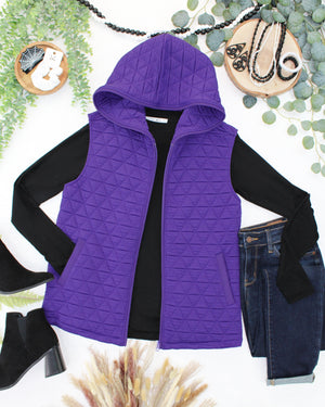 Heather Geometric Hooded Vest - Purple by Michelle Mae