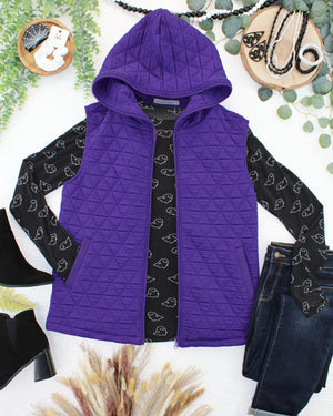 Heather Geometric Hooded Vest - Purple by Michelle Mae