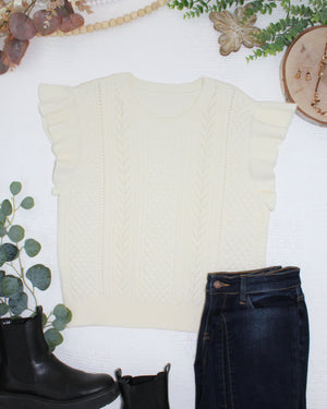 Felicity Flutter Sweater Top - Ivory by Michelle Mae