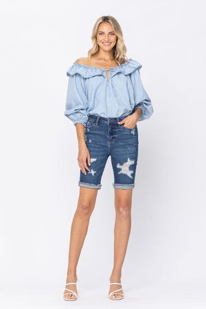 Judy Blue High Waist Destroyed Bermuda Shorts