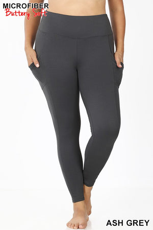 Zenana Yoga Band Leggings with Pockets Buttery Soft Asst Colors