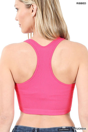 Ribbed Cropped Racerback Tank Top bralette Brami by Zenana 54014