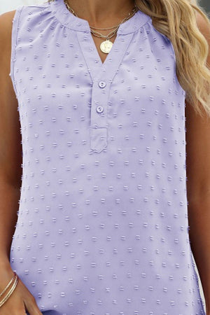 Swiss Dot Notched Neck Tank - 9 colors