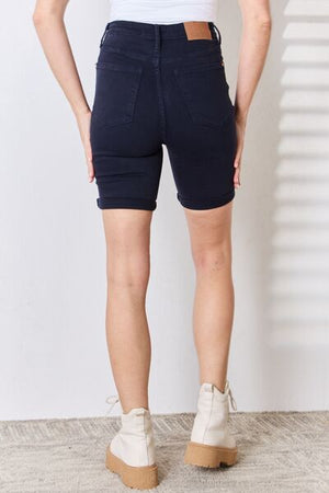 Judy Blue High Waist Tummy Control Bermuda Shorts NAVY
