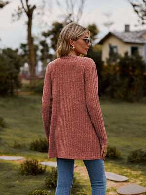 Brushed Ribbed Cardigan with Pockets - 7 colors