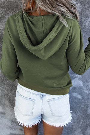 Dropped Shoulder Long Sleeve Hoodie with Pocket - 9 colors