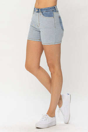 Judy Blue High Waist Color Block Denim Shorts