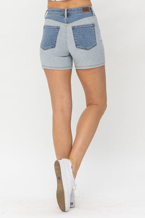 Judy Blue High Waist Color Block Denim Shorts