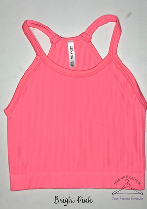 Ribbed Cropped Racerback Cami bralette Brami thin strap by Zenana 6071