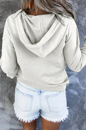 Dropped Shoulder Long Sleeve Hoodie with Pocket - 9 colors