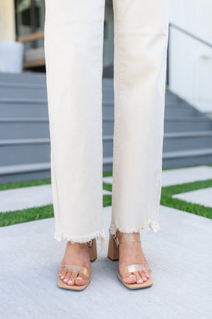 Judy Blue High Rise Over Dyed 90's Straight Jeans in Natural Beige - size 24