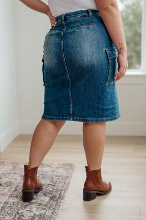 RISEN High Waist Always Be There Cargo Denim Skirt