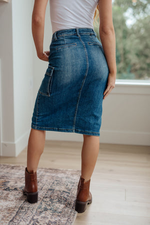 RISEN High Waist Always Be There Cargo Denim Skirt