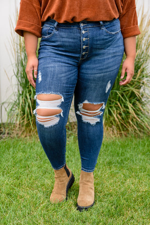 Judy Blue High Waist Button Fly Distressed Skinny Jean