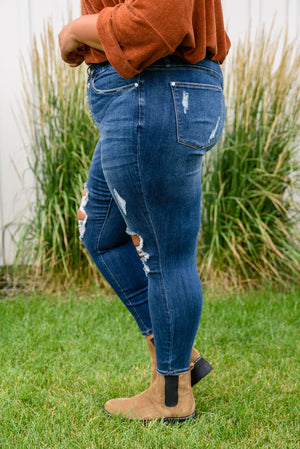 Judy Blue High Waist Button Fly Distressed Skinny Jean