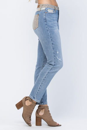 Judy Blue High Waist Cheetah Camo Slim Fit Jeans