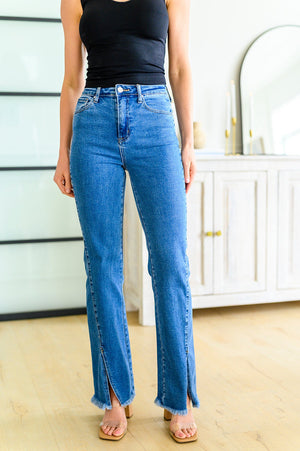 RISEN High Waist Split Hem Straight Leg Jeans