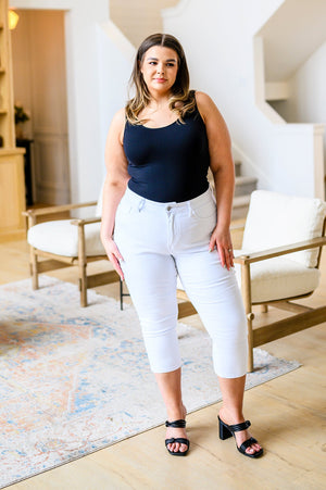 Judy Blue Mid Rise Certifiably Cool White Capris