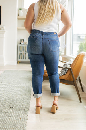 Judy Blue High Waist Button Fly Distressed Boyfriend Jeans - size 24