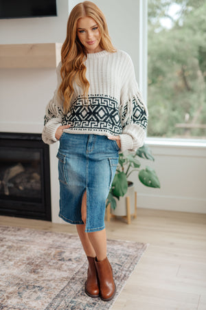 RISEN High Waist Always Be There Cargo Denim Skirt