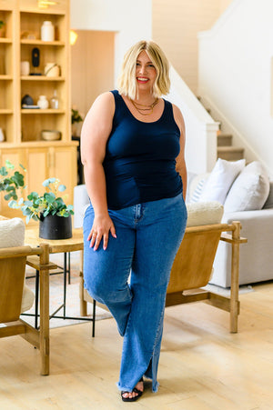 RISEN High Waist Split Hem Straight Leg Jeans
