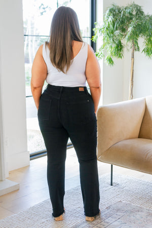 Judy Blue High Waist Button Fly Bootcut Jeans in Black - size 24